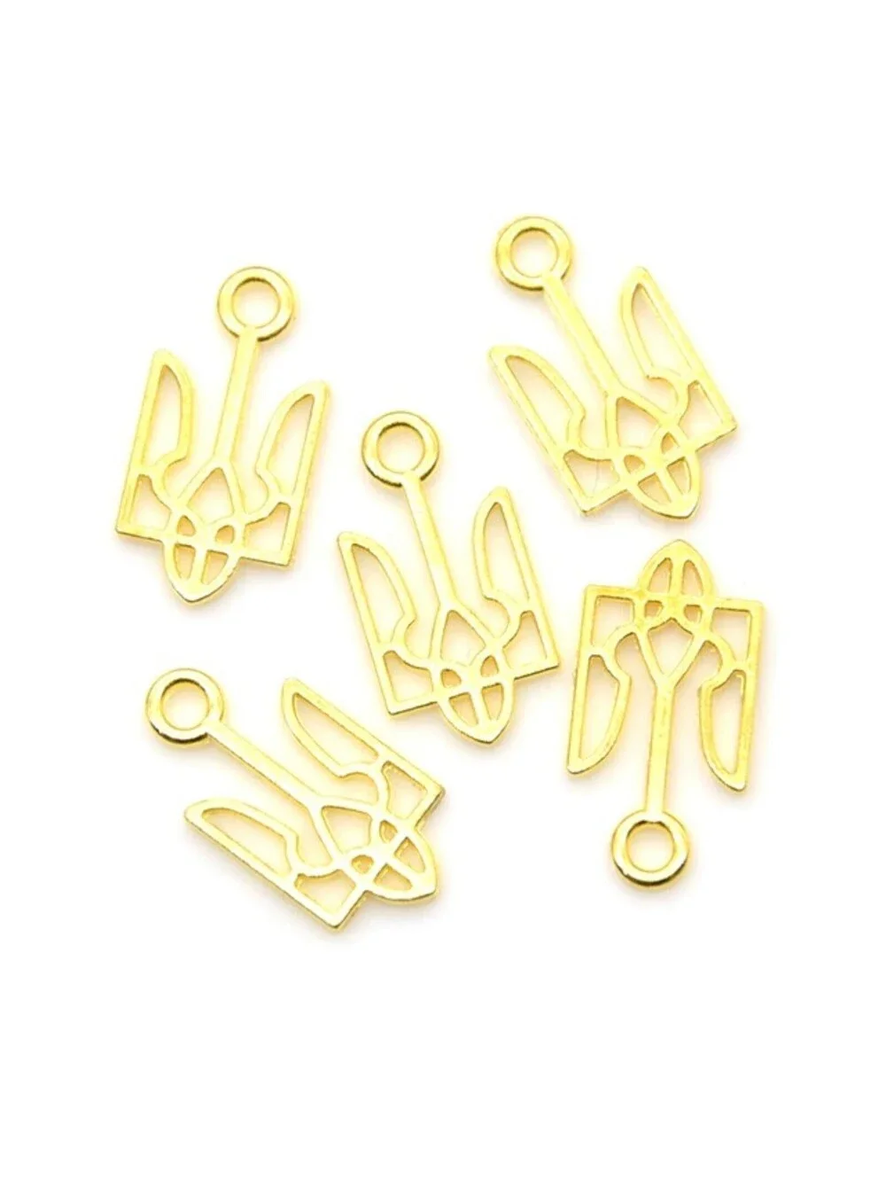 Ukrainian Trident National Symbol Gold Plated Slava Ukraini Charms 4 pcs